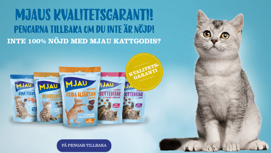 Låt din katt testa Mjau med smakgaranti Gratis på Låt din katt testa Mjau med smakgaranti Gratis på
